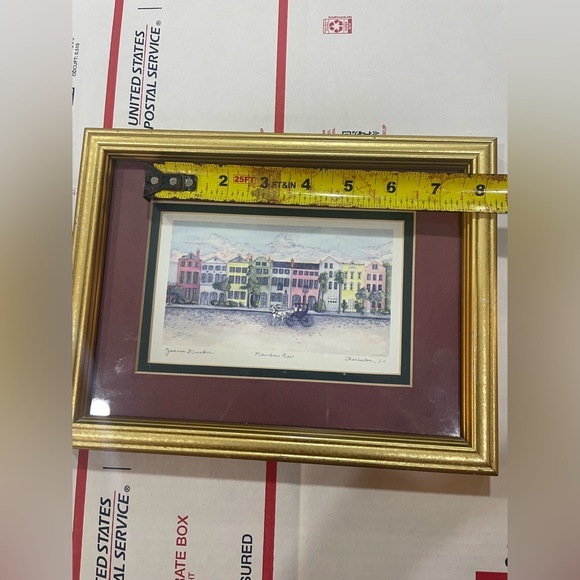 Vintage framed 8 x 10 print Rainbow Row Charleston, SC. Signed by Jeanie Drucker - Picture 6 of 13